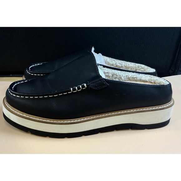 Yellow‎ Box Keitha Mules Loafers, Faux Fur Lined Slides Black Size 7.5 - Picture 1 of 7